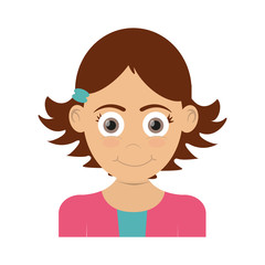 happy girl face, cartoon icon over white background. colorful design. vector illustration