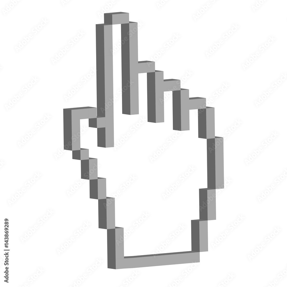 Poster index finger hand cursor made up of 3d cubes