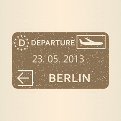Berlin passport stamp. Travel by plane visa or immigration stamp. Vector illustration.