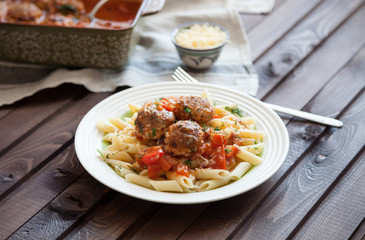 Pasta and Meatballs with Sauce