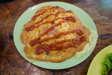 Traditional Thai style, Omelet with tomato sauce