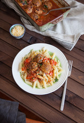 Pasta and Meatballs with Sauce