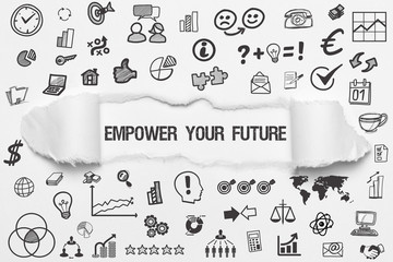 Empower your Future / weißes Papier mit Symbole