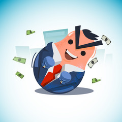 tumbler doll. rocking doll of businessman with banknote. never give up businessman concept - vector
