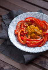 slices of pumpkin and red pepper