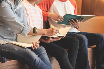 Group of students tutoring their lesson, education concept