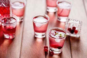 Shot with natural cranberry and vodka 