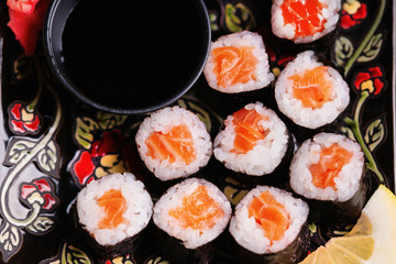 Sushi rolls with salmon 