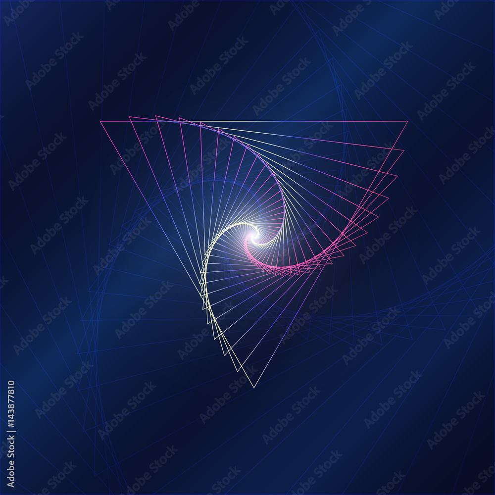 Poster abstract polygonal triangle shape moving spin on variety color background