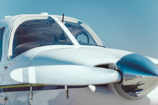 Airplane propeller closeup outdoors