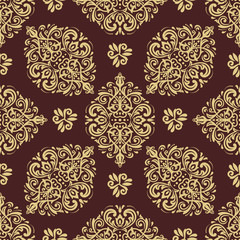 Damask classic golden pattern. Seamless abstract background with repeating elements