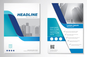 Template vector design for Brochure, Annual Report, Magazine, Poster, Corporate Presentation, Portfolio, Flyer, layout modern with green and blue color size A4, Front and back, Easy to use and edit.