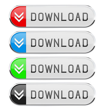 Download buttons. White buttons with colored tags. Menu interface elements