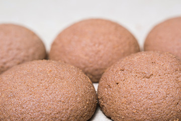 Chocolate cookie on the side close