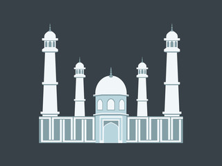 Muslim Mosque in a flat style on a black background. Vector illustration