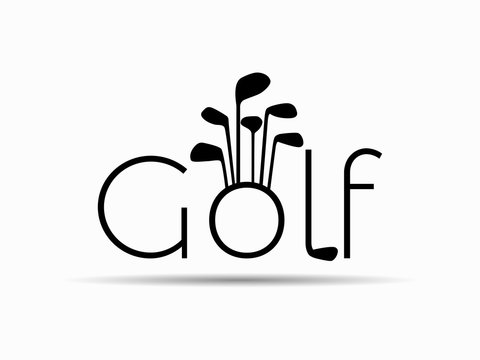 Golf text on white background with shadow. Vector illustration