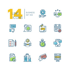 Business - colored modern single line icons set