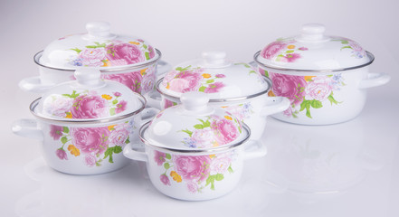 pot or ceramic food pot on a background.