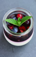 Panna cotta with red currant sorbet