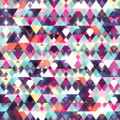 Triangle seamless pattern. Grunge effect