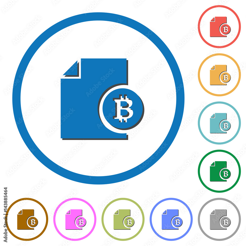 Poster bitcoin report icons with shadows and outlines