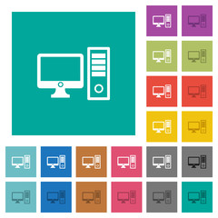 Desktop computer square flat multi colored icons
