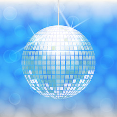 Fototapeta na wymiar Disco ball isolated on light blue background