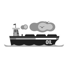 Oil tanker ship. Production and transportation of oil and oil products. Flat vector illustration