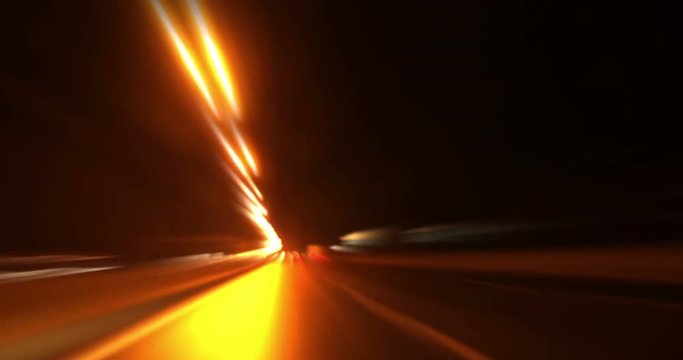 Time lapse acceleration speed motion car on night road