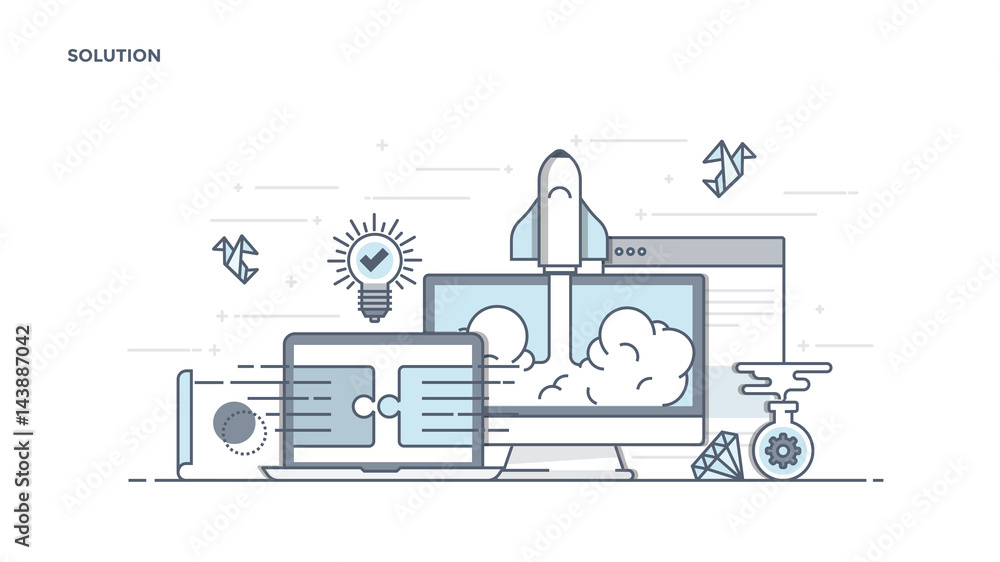 Poster flat line design header - solution
