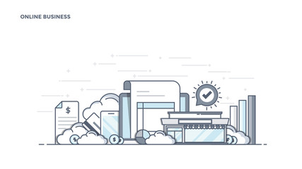 Flat Line Design Header - Online Business