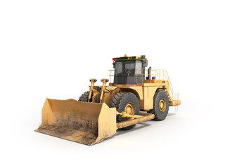 Yellow wheels Bulldozer 3d render on white © nosorogua
