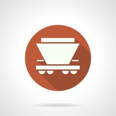 Wagon for bulk freights orange round vector icon