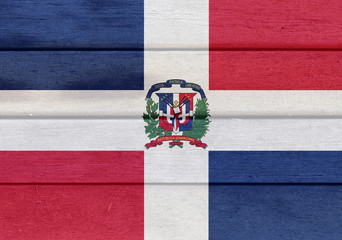 Dominican Republic flag on a wood