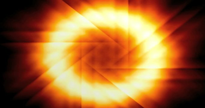 Abstract endlessly rotating logo glowing disk in 3d cube on a black background. Perpetuum mobile.
