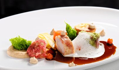 Fine dining, Venison meat steak with vegetable