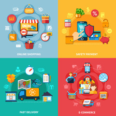 Ecommerce Colored Composition Set