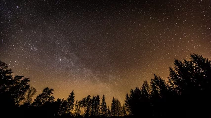 Zelfklevend Fotobehang Night sky over rural landscape © milosz_g