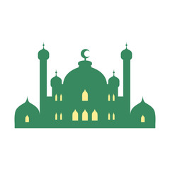 Mosque and minarets. Colorful vector illustration