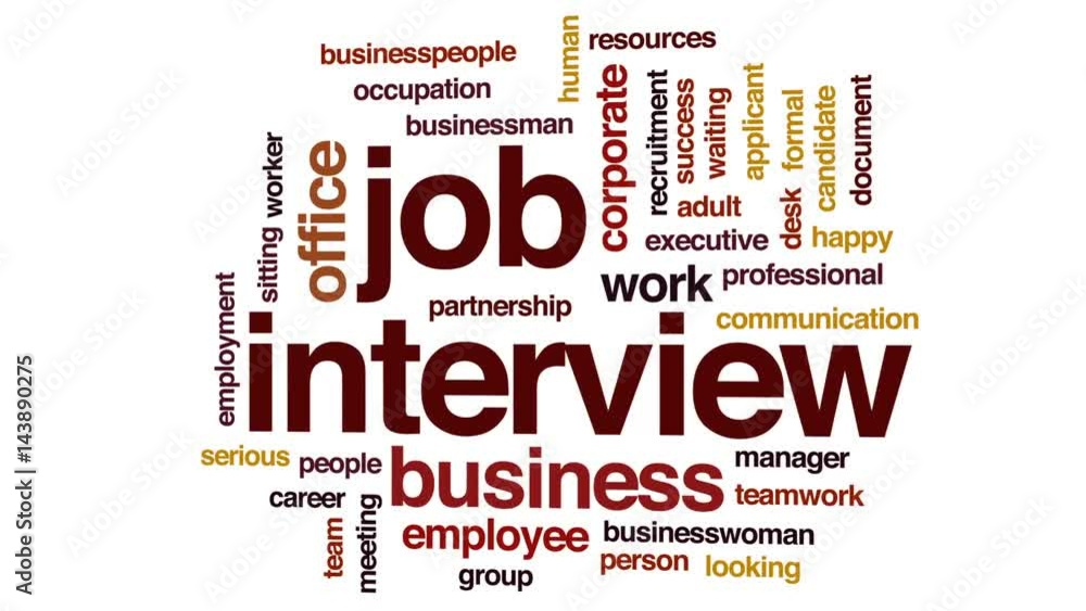 Poster job interview animated word cloud, text design animation.