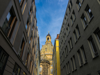 Dresden Frauenkirche in city Dresden against sky