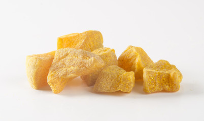 preserved fruits or dry ginger on the background.