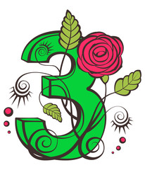 Naklejka premium Color floral number for your design