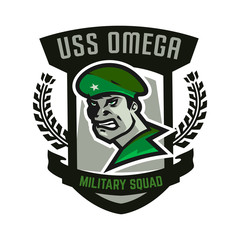 Emblem, logo, military man.