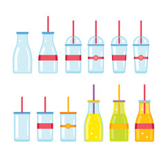 Bottle Glass Cup icons set