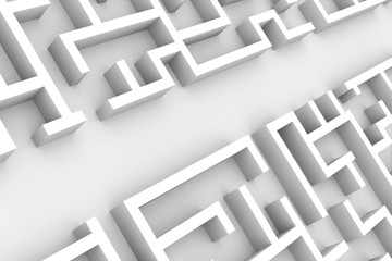 giant white maze structure, with an easy path maze through the labyrinth structure