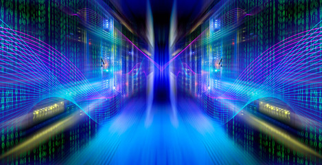 abstract image Light traces. visualization of hacker attacks on 