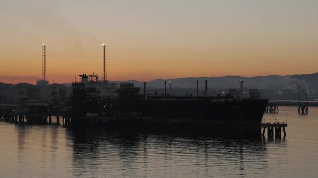 LNG tanker in petrochemical port
