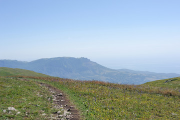 Chatyrdag mountain beautiful landscape in Crimea, Russia.