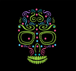 Skull vector background with ornament details 